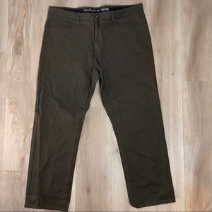 Weatherproof Vintage Mens Brown Olive Stretch Twill Straight Fit Pant 40W x 30L
